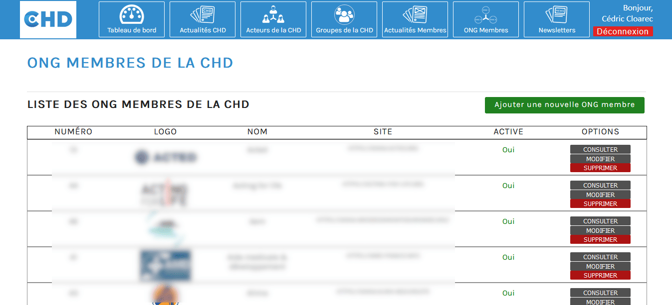 capture d'écran de l'intranet en ligne de ALTM - système de gestion de l'agenda des évenements présenté sur le site web du remède à lyon