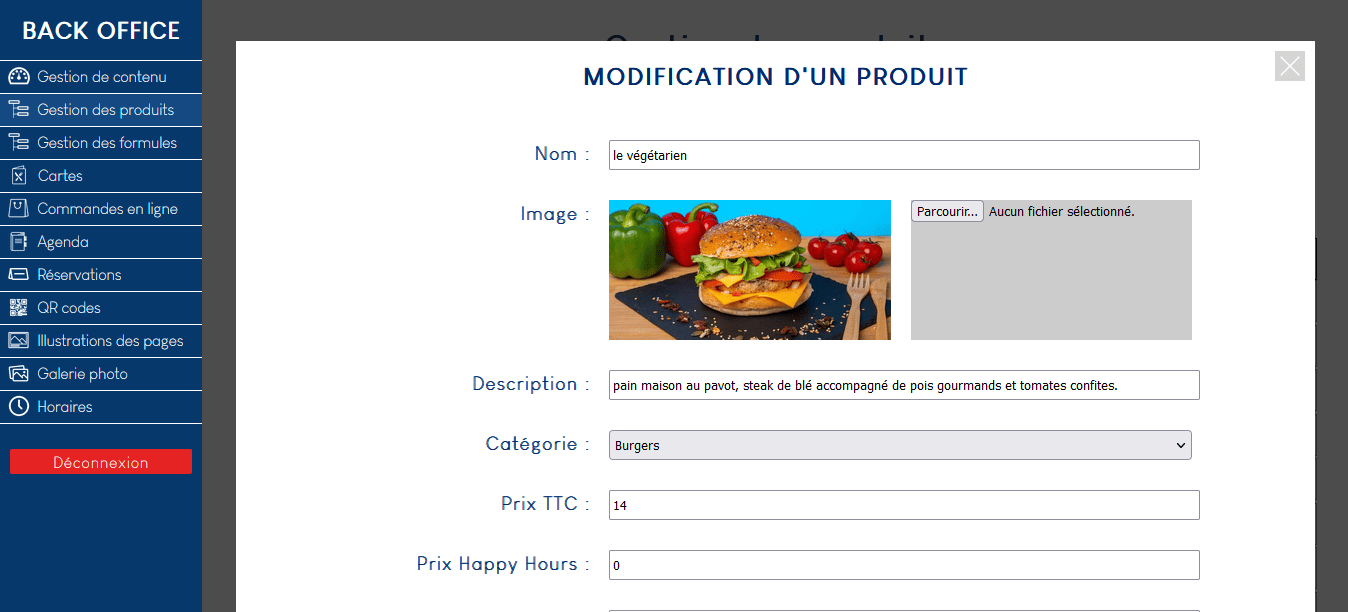 capture d'écran du back-office de gestion du site web du remède - système de gestion des produits de la commande en ligne de leur e-commerce, boutique en ligne complète du remède à lyon